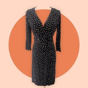 A New Day Black and White Polka Dot Wrap Dress